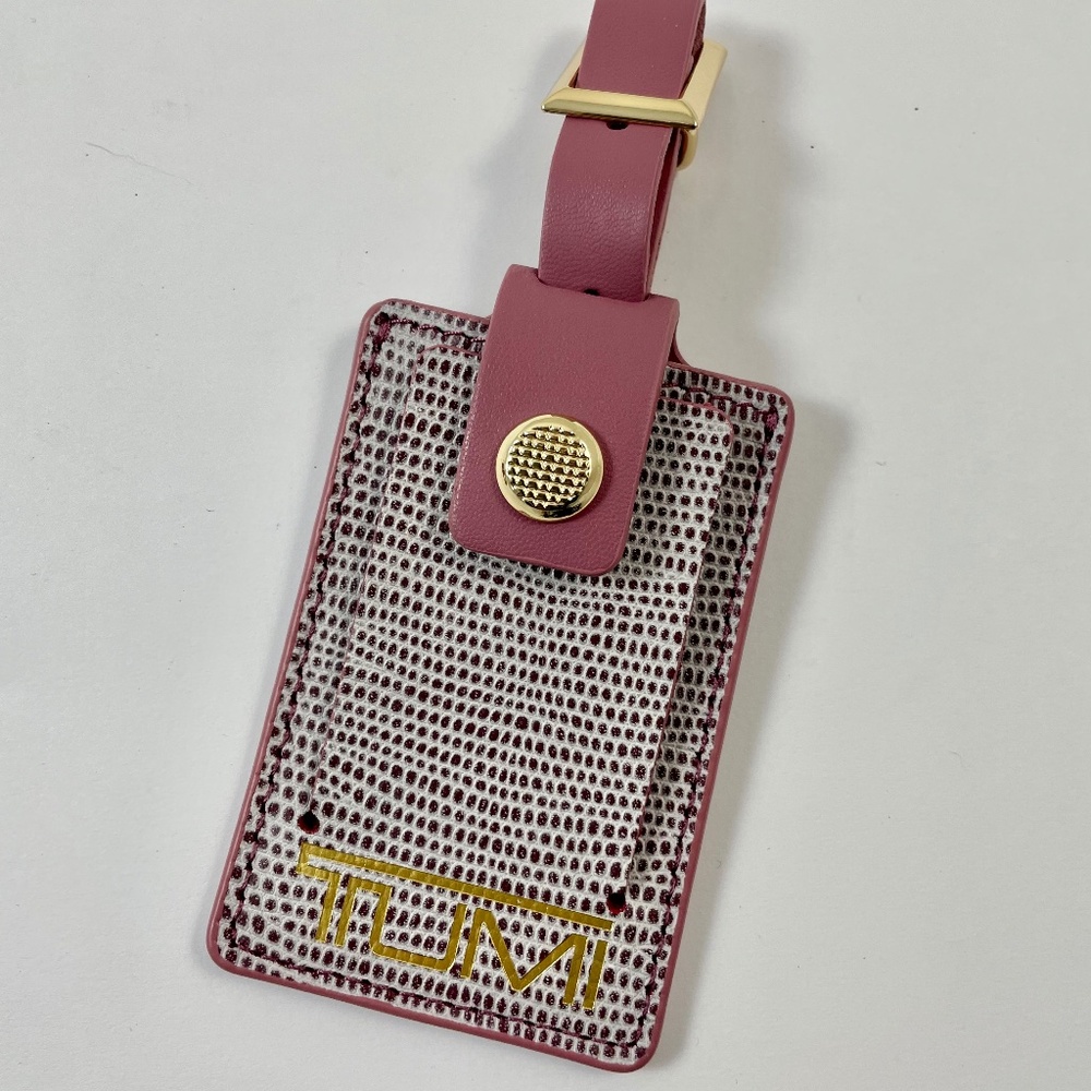 Tumi Luggage ID Hang Tag Briefcase Duffle Tag Travel Leather Pink BRAND NEW